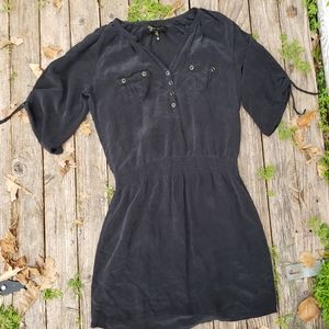 Yumi Kim M Silk Dress Black Button V neck